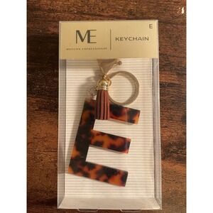 Modern Expressions Initial "E" Brown & Black Keychain With Tassel New‎